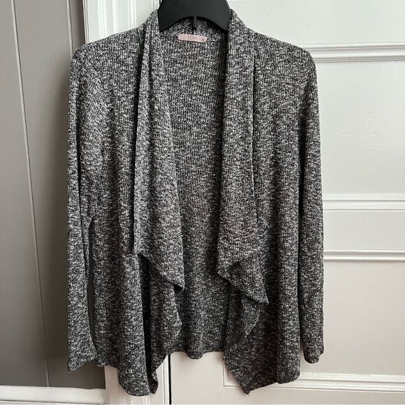 Le Lis Black & White Open Front Classic Long Sleeve Cardigan Sweater S - Picture 1 of 4